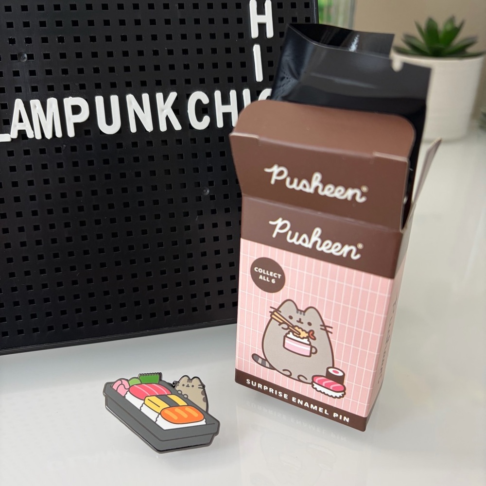 *SOLD* Pusheen The Cat Ramen Sushi Enamel Pin Blind Box To Go Take Out Sushi